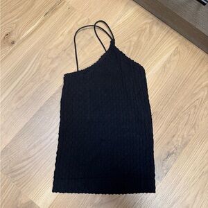 SCALA black one shoulder tank shirt top